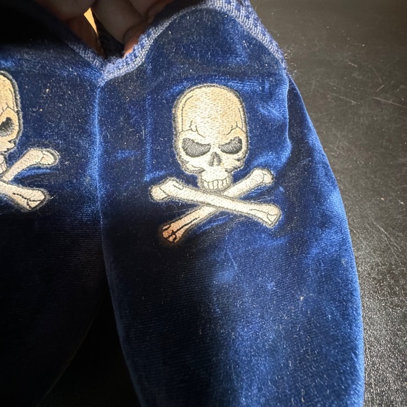 Del Toro blue velvet embroidered skull men’s loafer size 11 made in Italy main image 11